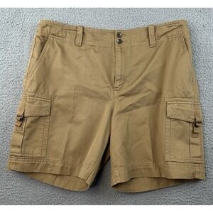 Lauren Ralph Lauren Safari Cargo Shorts Womens Sz 14 Brown Buckle Pockets